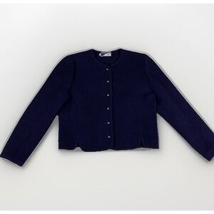 Vintage THE EAGLES EYE Purple 100% Wool Cardigan Sweater Womens Size 12